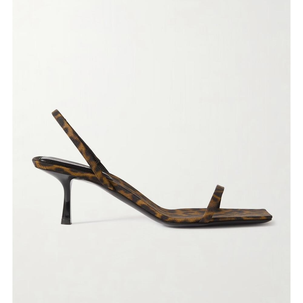 Saint Laurent Brown Tortoiseshell Print Slingback Sandals